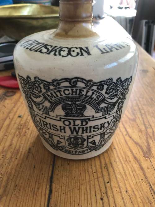 Antique Stoneware Whisky Jug Cruiskeen Lawn Mitchell's Old Irish Whisky Belfast